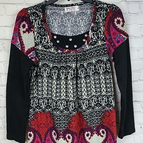 Anthropologie Funky People Boho Rhinestone Felt Sweater Dress Long Sleeve Medium - Picture 6 of 11